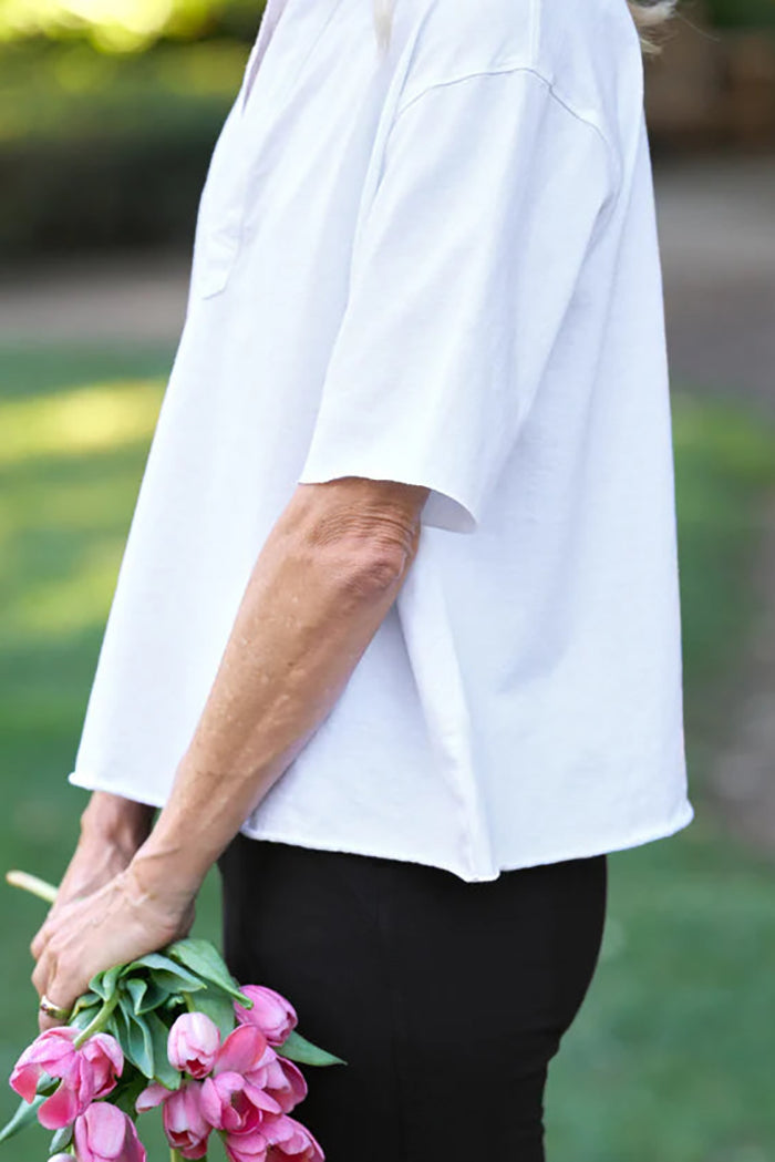 White Collared Henley Top