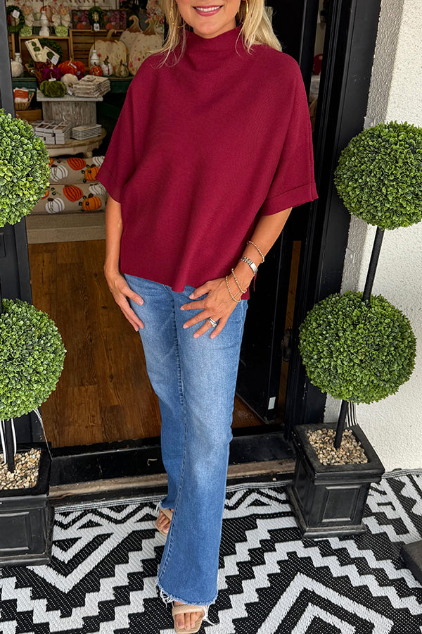 Solid Colored High Neck Sweater