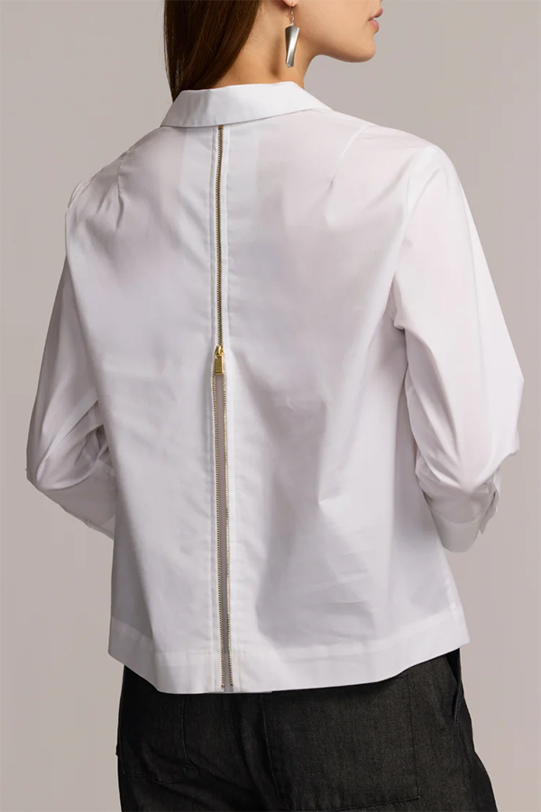 Casual Solid Color Zip Blouse