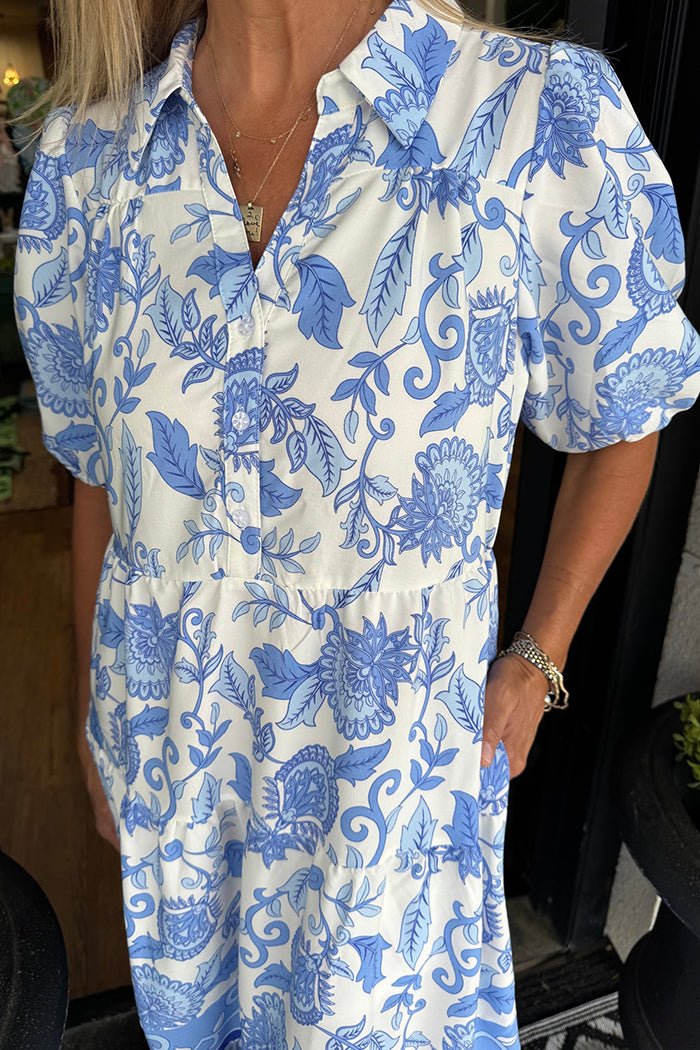 Floral Puff Sleeve Midi Dress