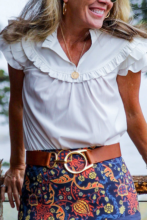 Casual Shoulder Ruffle Top