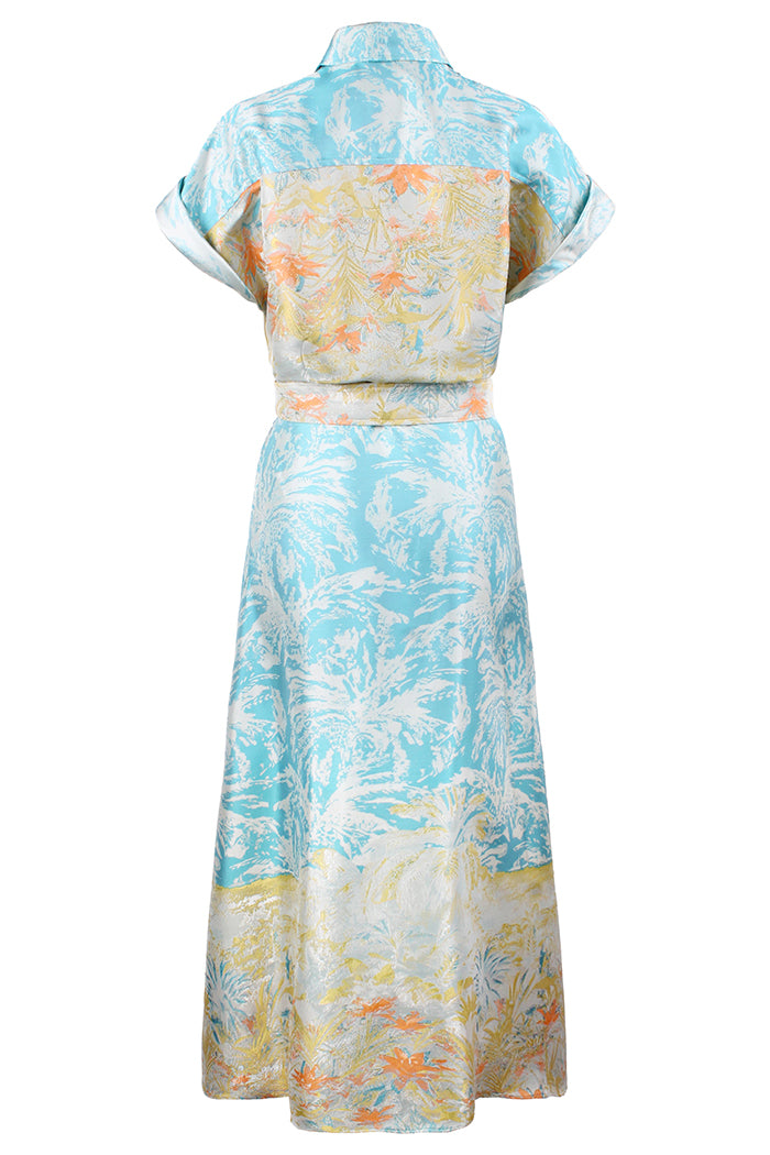 Belted Floral Side Slit Maxi Dress