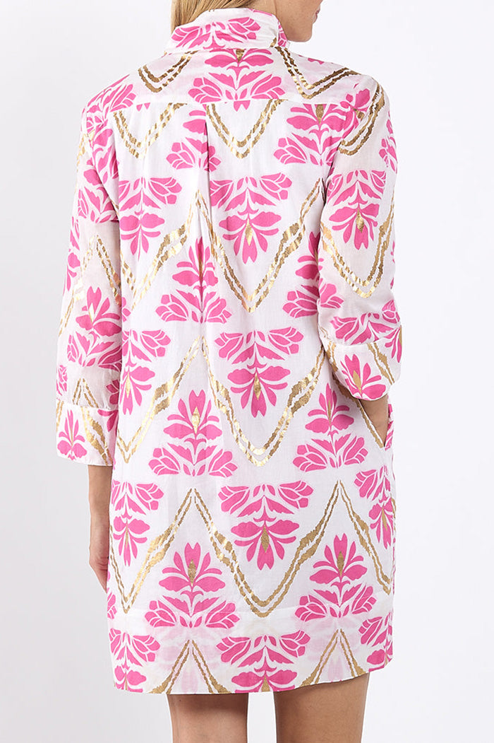 Pink Floral Pocketed Dress