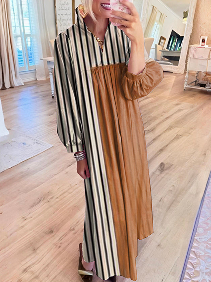 Casual Stripes Maxi Dress