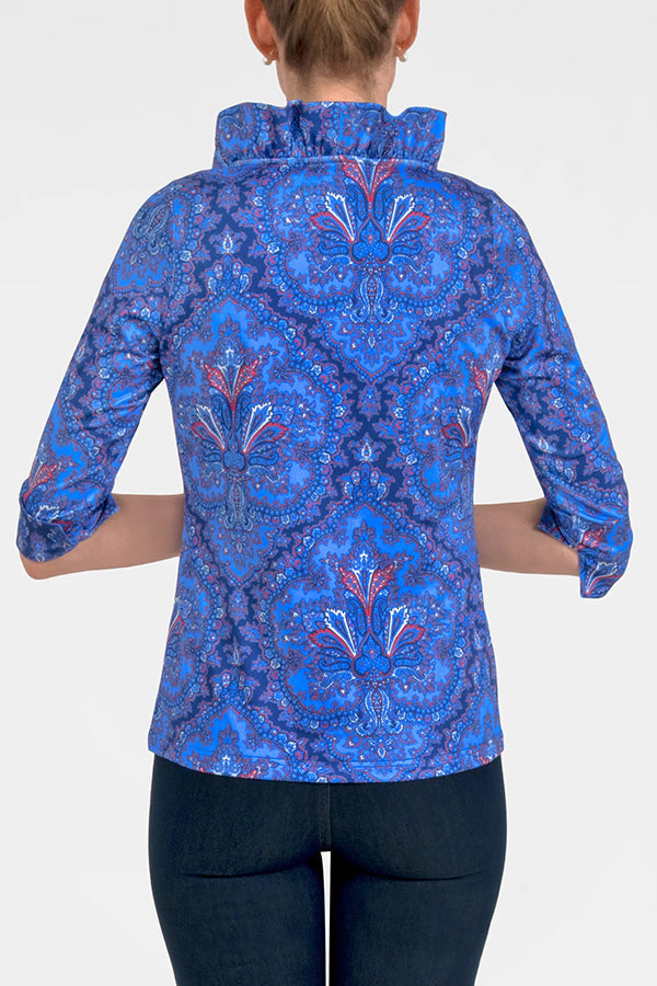 Casual 3/4 Sleeve Ruffneck Top