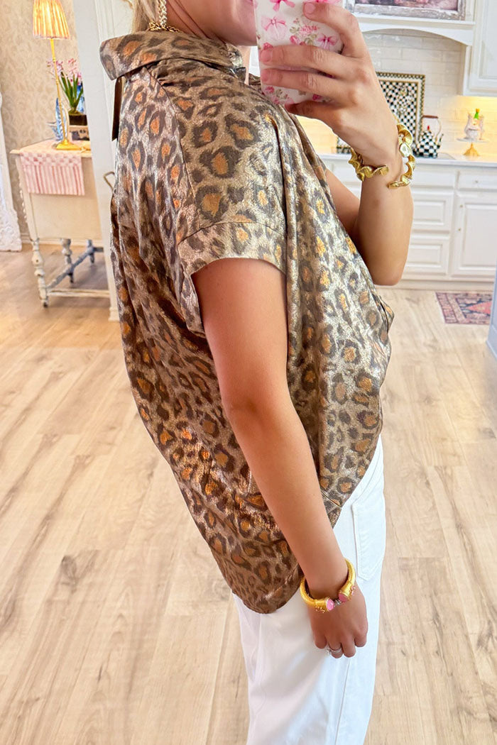 Casual Leopard Button Top