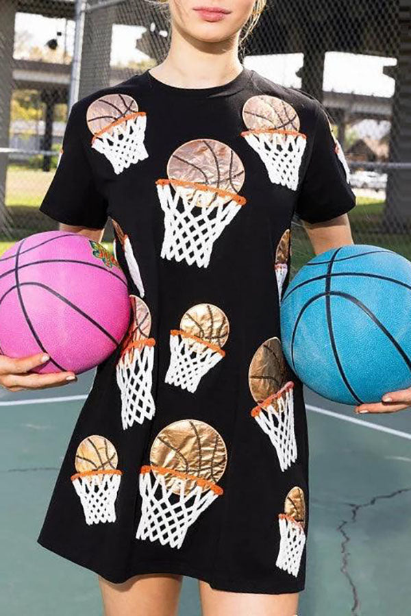 casual sequin dress Casual Basketball Sequin Dress – hissyboutique