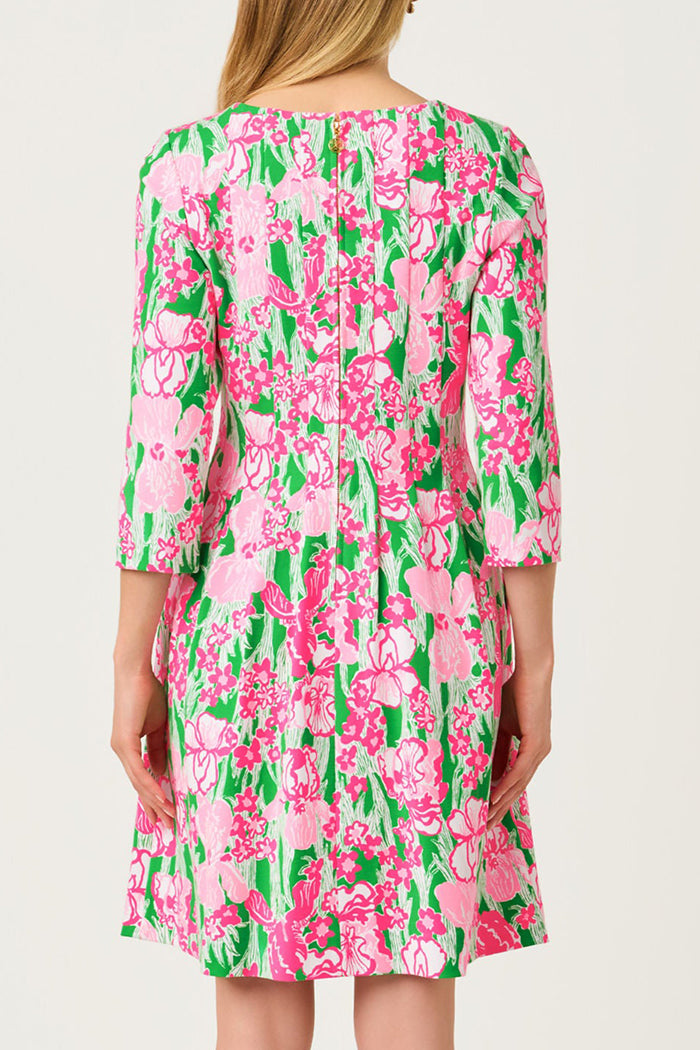 3/4 Sleeve Floral Print Pocket Dress