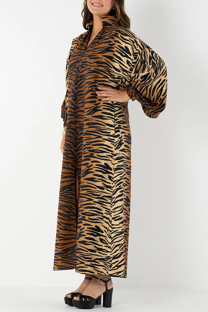 Tiger Jacquard Slit Dress