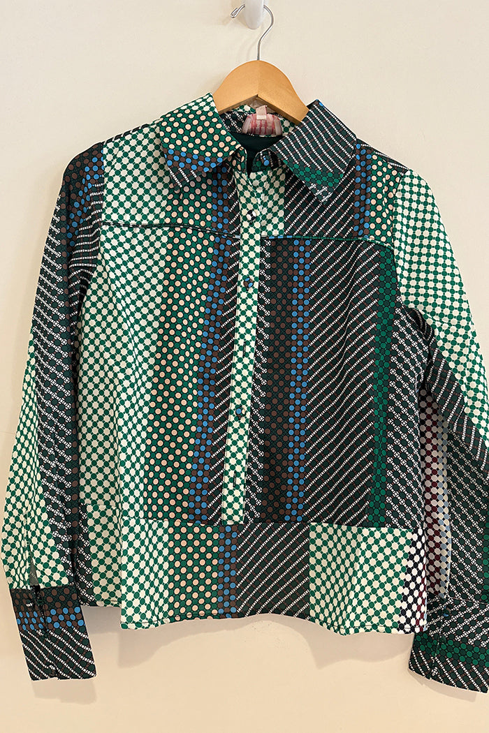 Casual Green Multi Print Top