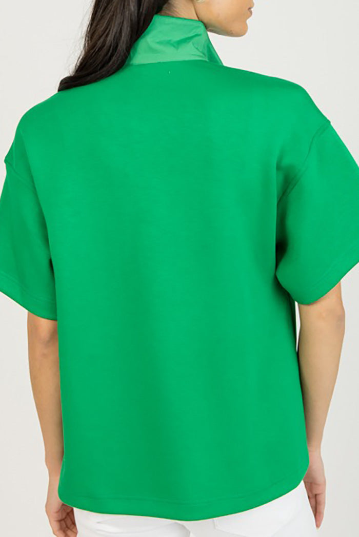 Kelly Green Polo Collar Casual Top