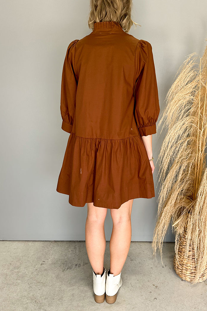 Floral Embroidered V-Neck Mini Dress