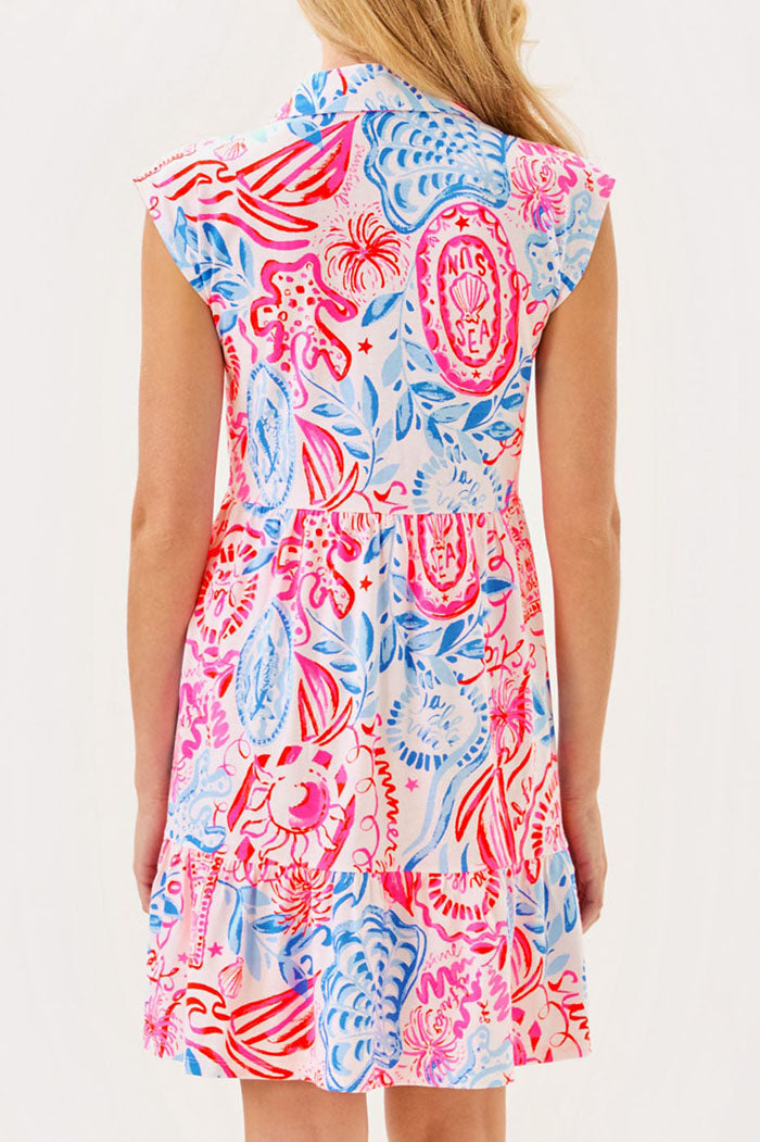 Mixed Print Ruffle Dress