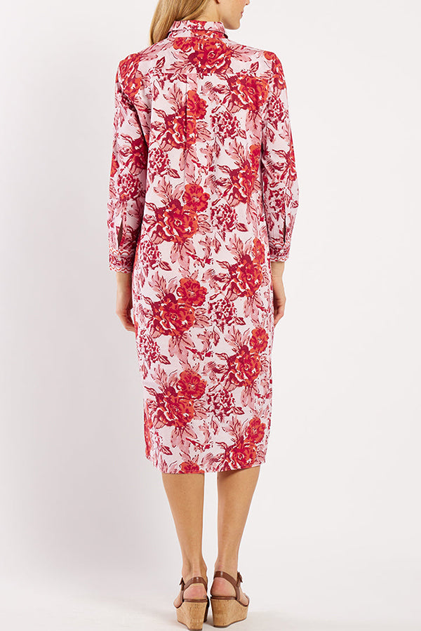 Casual Button Floral Shirt Dress