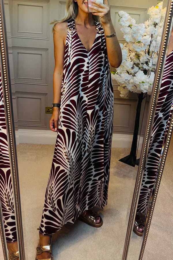 Casual Leaf Halter Dress