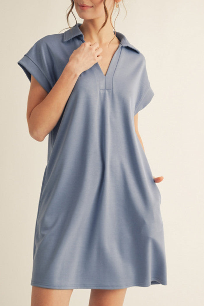 Casual V-Neck Pocket Dress