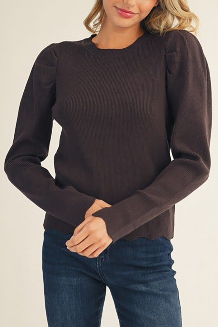 Scallop Edge Knit Top