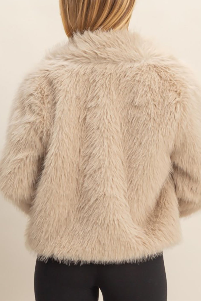 Taupe Faux Fur Snap Jacket