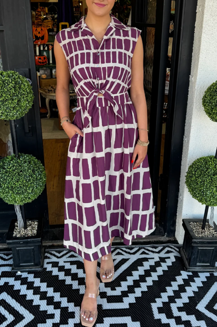 Geometric Pattern Pocket Dress