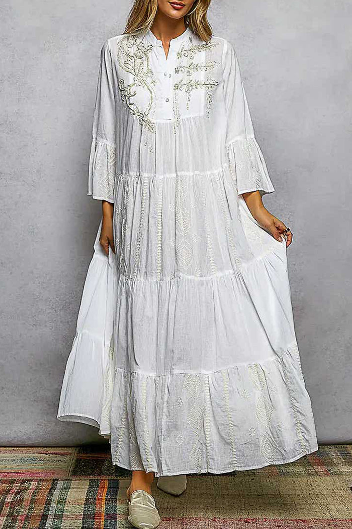 3/4 Sleeve Tiered Maxi Dress