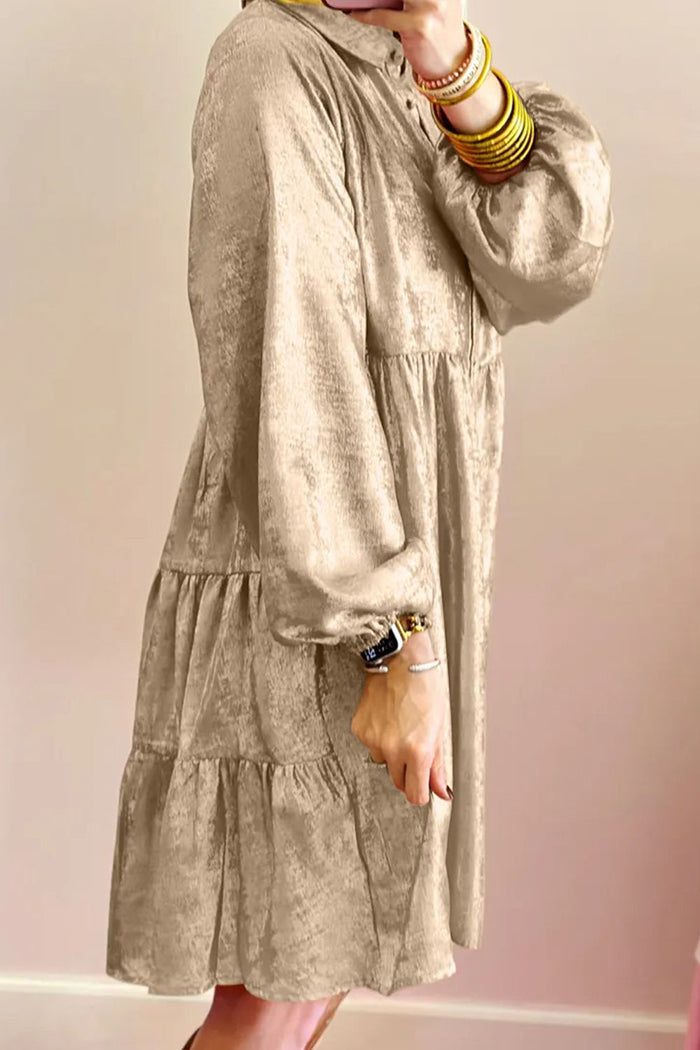 Metallic Sheen Long Sleeve Dress