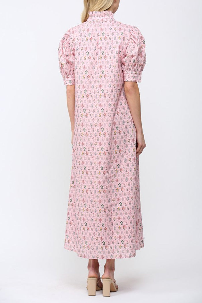 Pink Floral Pocket Midi Dress