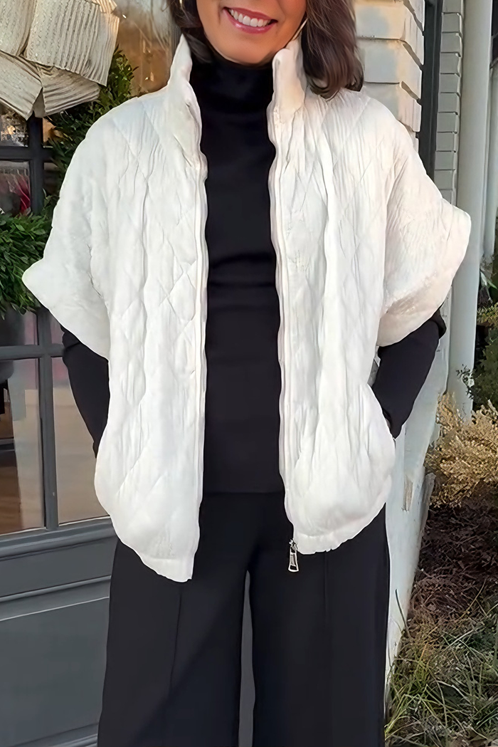 Pocketed Quilted Zip-Up Vest