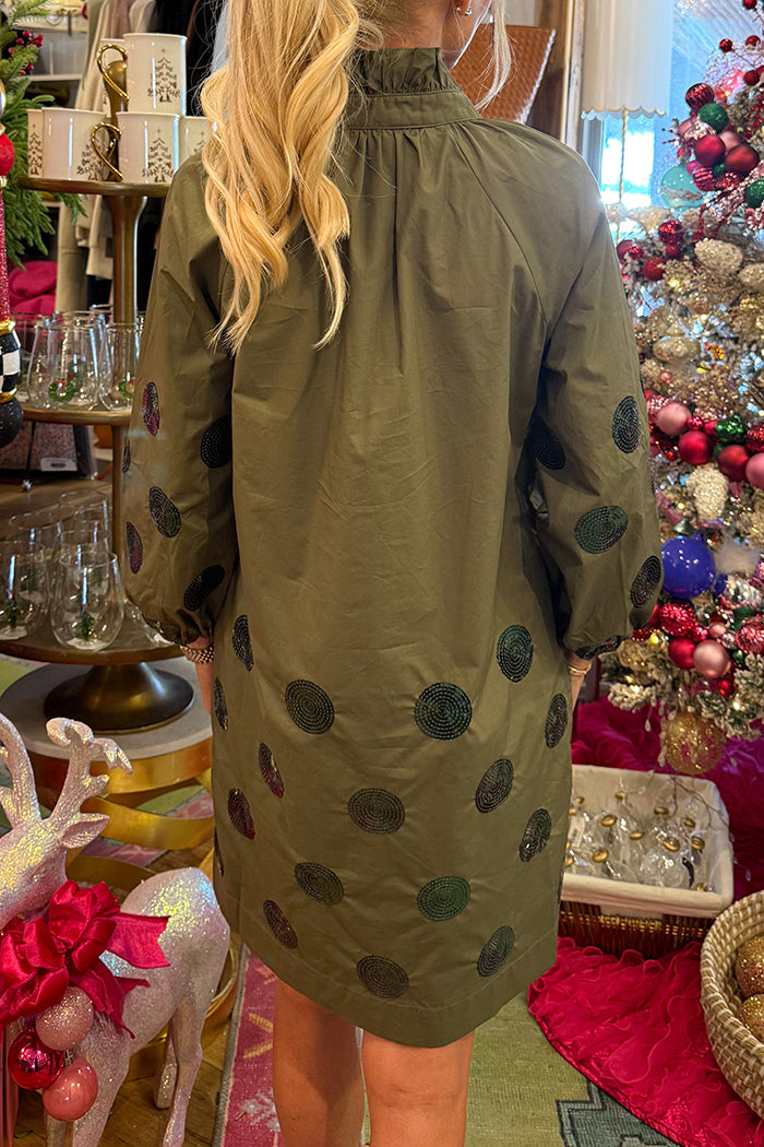 Olive Sequin Polka Dot Tunic Dress