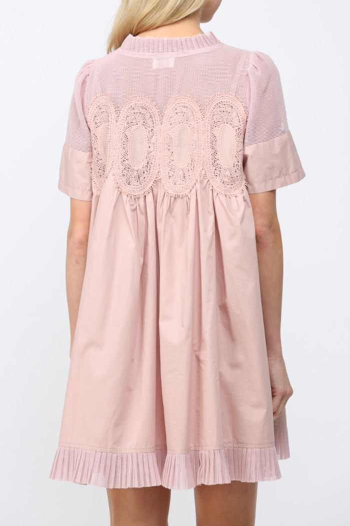 Lace Applique Ruffled Dress