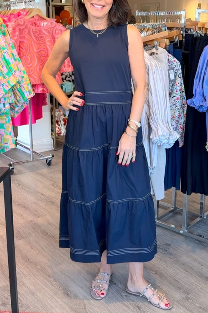 Sleeveless Stitch Pocket Dress