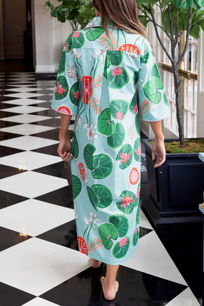 Green Floral Collared Dress