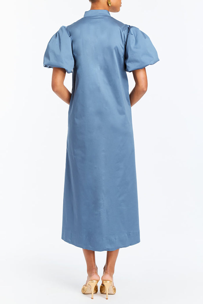 Pocketed Palm Tree Embroidered Midi Dress