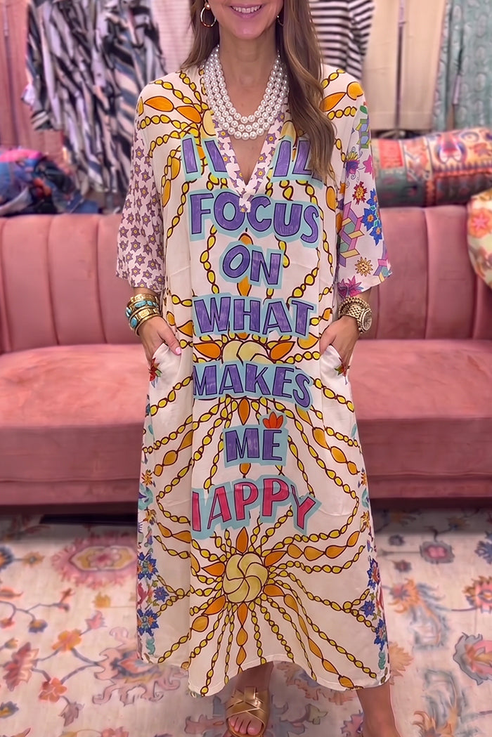Focus On What Makes Me Happy Printed Maxi Dress