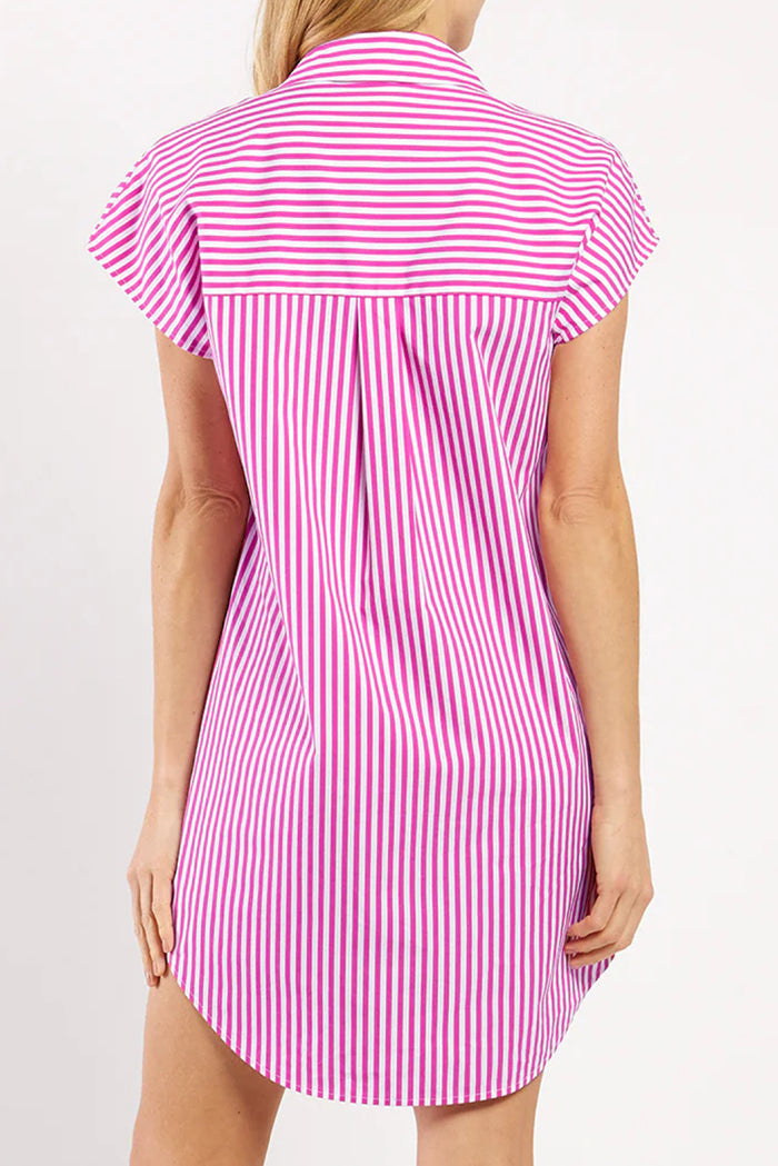 Causal Stripe Shirt Dress