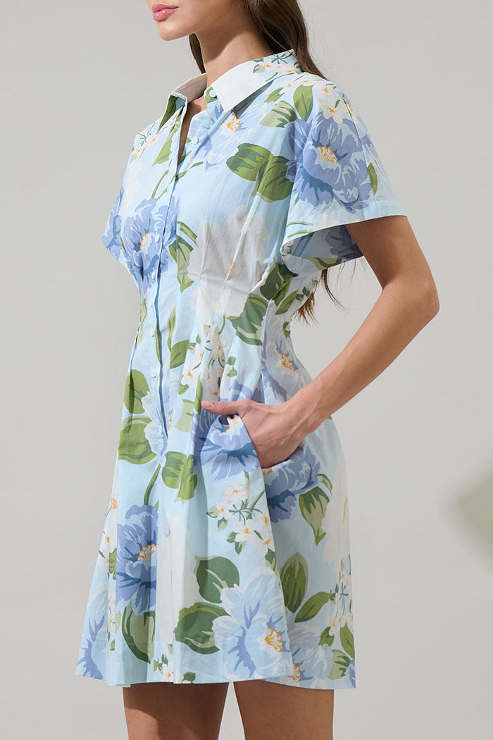 Lotus Leaf Floral Pocket Dress