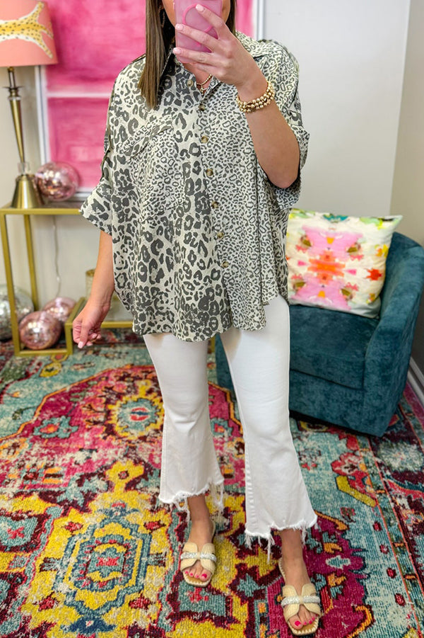 Casual Leopard Pocket Top