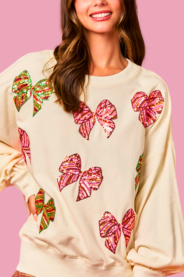 Sequin Bow Christmas Sweatshirt