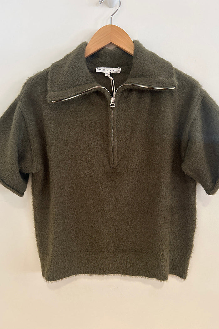 Casual Short Sleeved Zipper Sweater