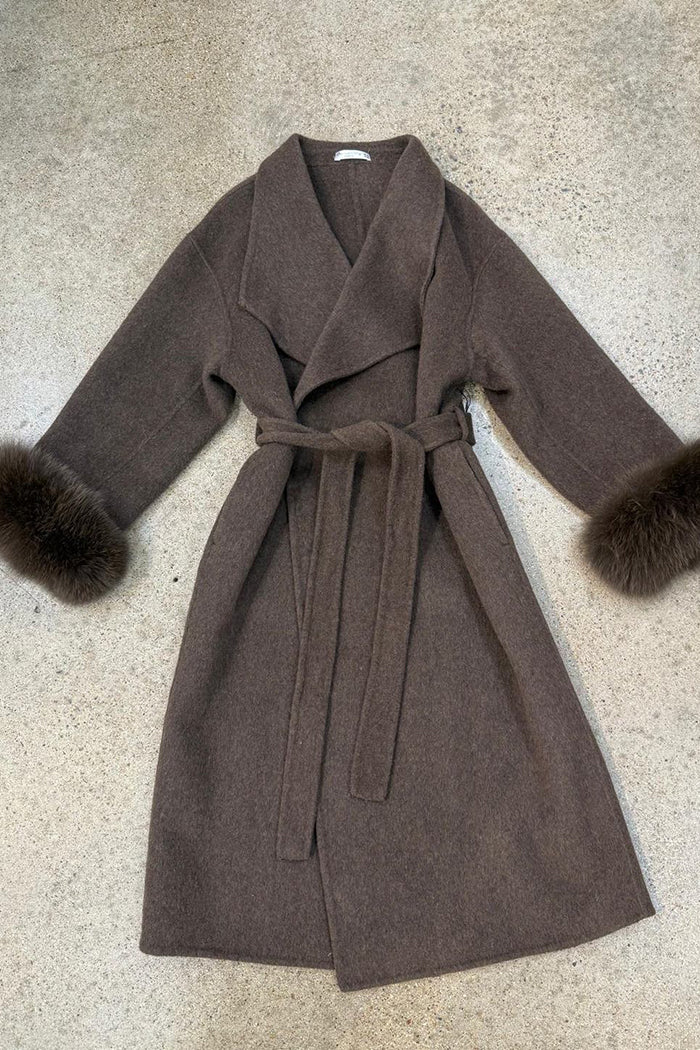 Pocketed Fur Cuffs Coat