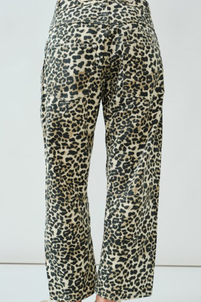 Casual Leopard Print Drawstring Pants