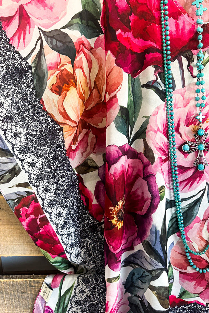 Sheer Peony Floral Poncho
