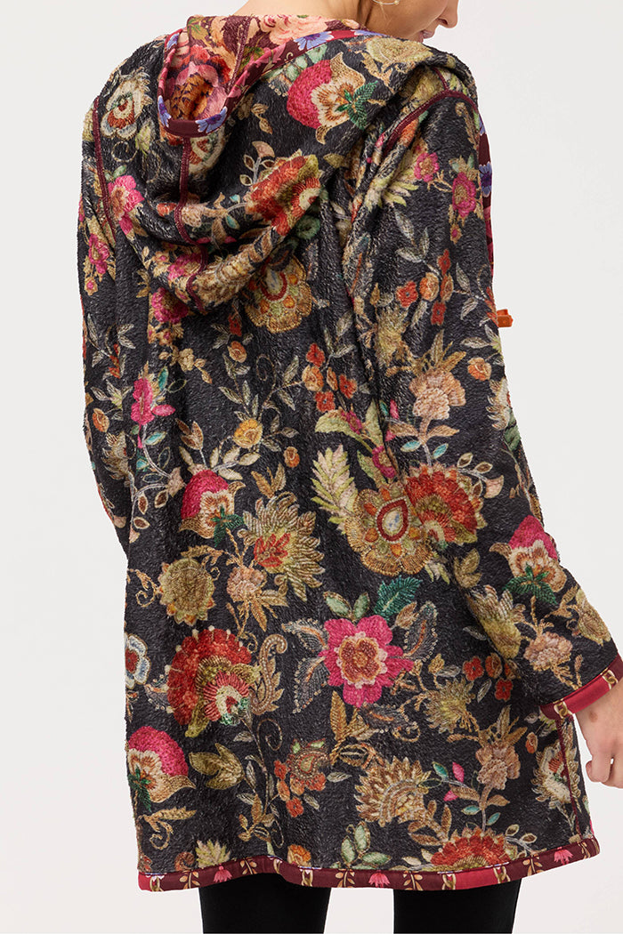 Reversible Floral Hooded Pocket Cardigan