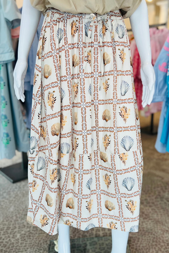 Casual Seashell Midi Skirt