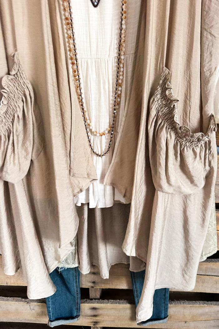 Pocket Ruffle Hem Cardigan Vest