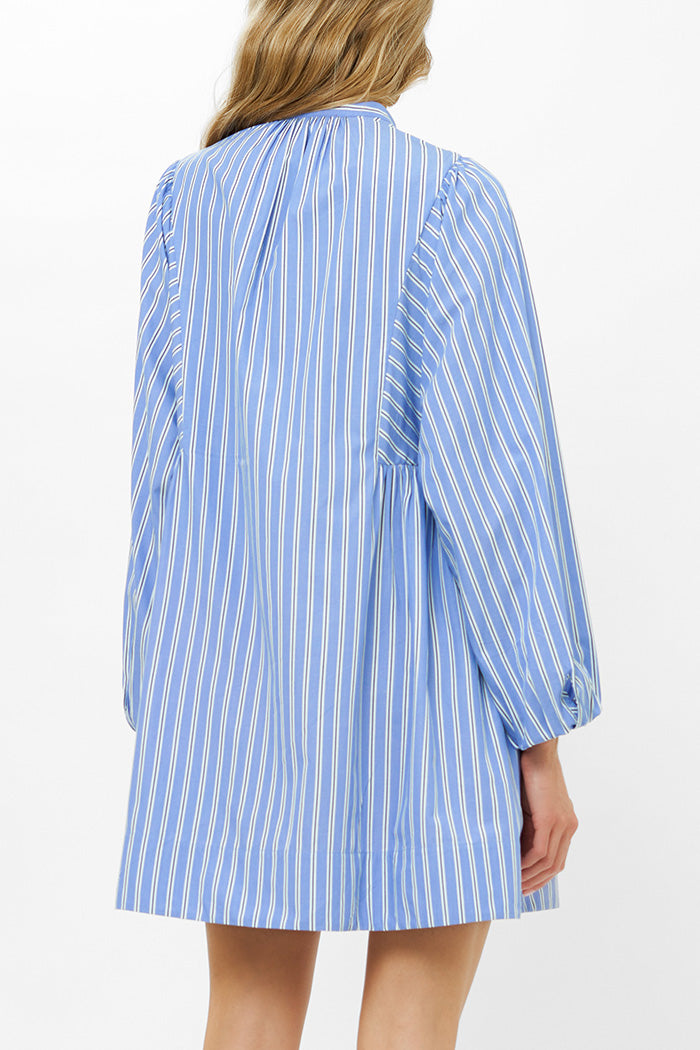 Pinstripe Balloon Sleeve Button Dress