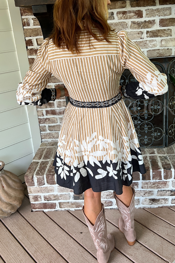 Casual Belt Striped Dress