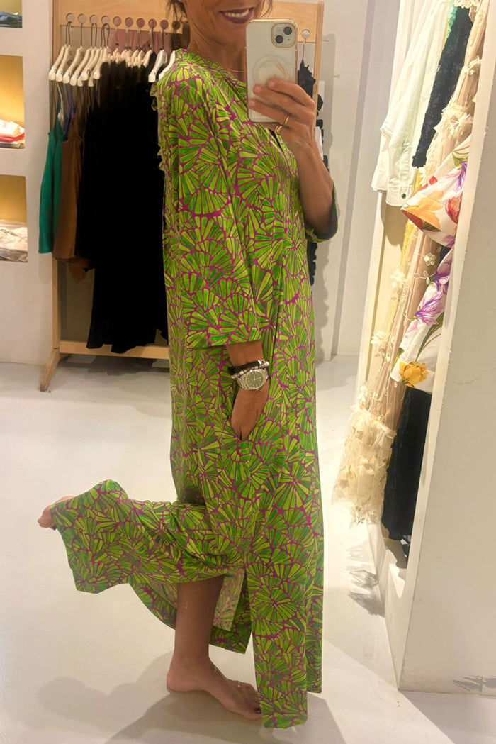 Printed Slit Pocket Maxi Dress