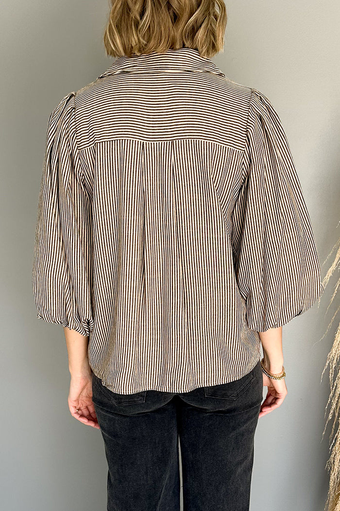 Casual Striped Button Top