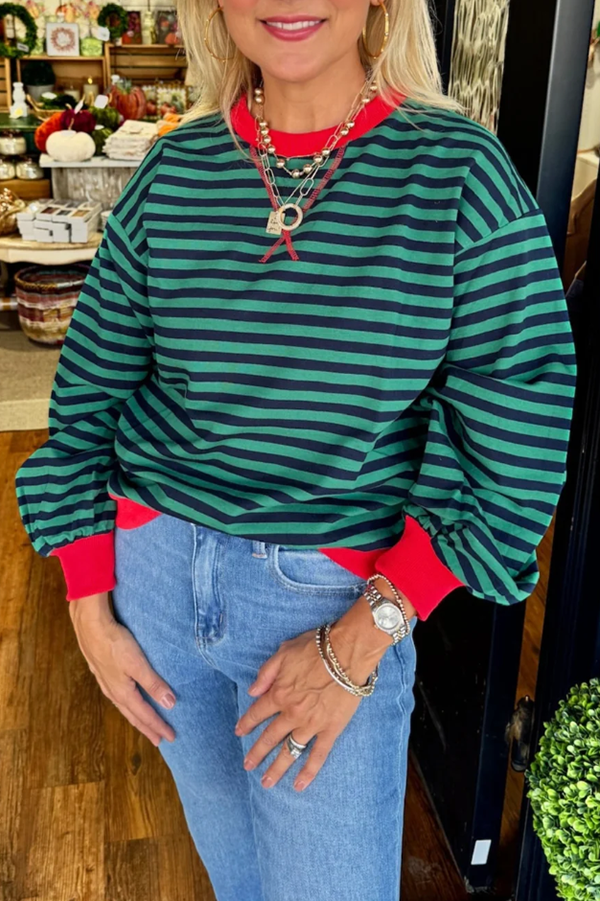 Casual Long Sleeved Striped Top