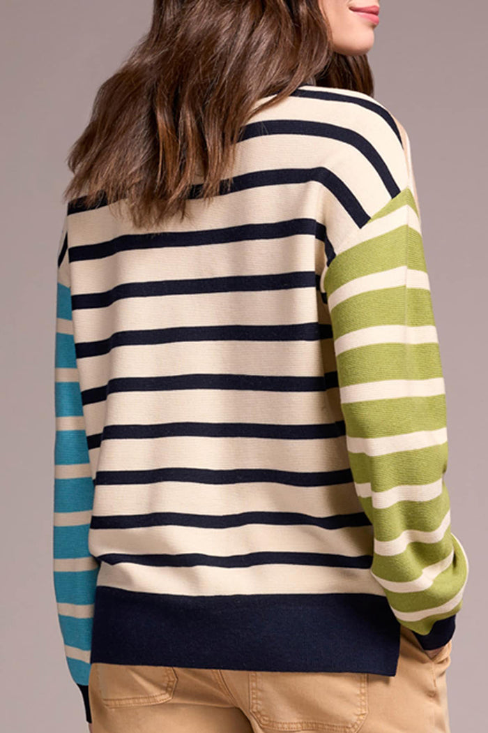 Multi Stripe Button Sweater